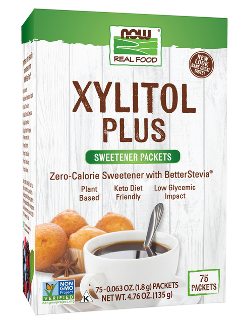 Now Xylitol Plus Sweetener Packets 75 Packets