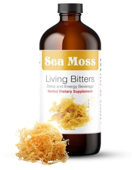 HERBOGANIC Seamoss Living Bitter 16oz - Natural Blend of Seamoss, Garlic, Black Seed, and Bitter Melon to Support Skin Health and Heart Healt