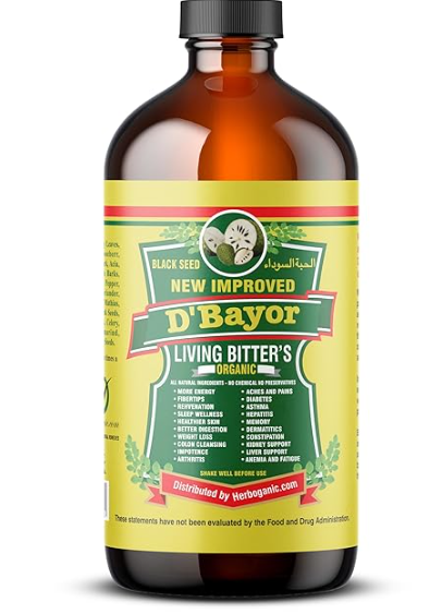 HERBOGANIC D'Bayor Living Bitter 16oz - Natural Blend of Black seed, Bitter Melon, Cinnamon and Seamoss to support Immune System