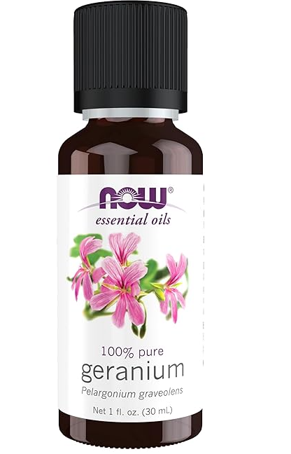 NOW Essential Oils, Geranium Oil, Soothing Aromatherapy Scent, Steam Distilled, 100% Pure, Vegan, Child Resistant Cap, 1-Ounce