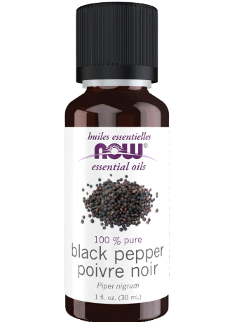 NOW Essential Oils, Black Pepper Oil, Spicy Aromatherapy Scent, Steam Distilled, 100% Pure, Vegan, Child Resistant Cap, 1-Ounce