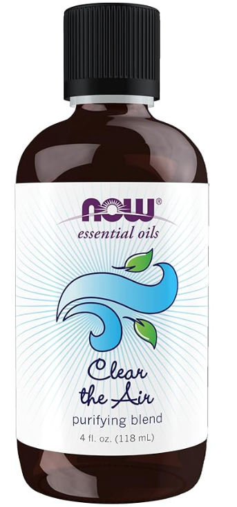 NOW Essential Oils, Clear the Air Oil Blend, Purifying Aromatherapy Scent, Blend of Pure Essential Oils, Steam Distilled, Vegan, Child Resistant Cap, 4-Ounce
