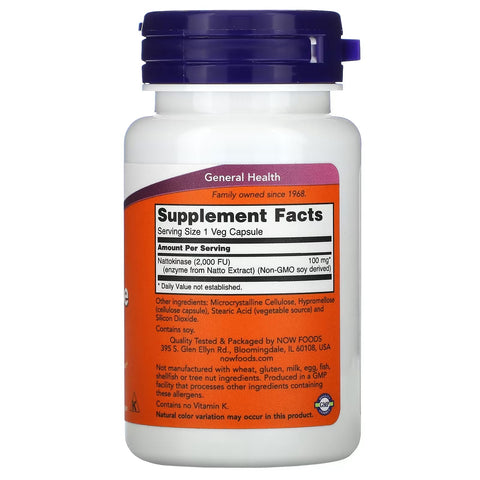 NOW Foods Nattokinase 100 mg, 60 Veg-caps