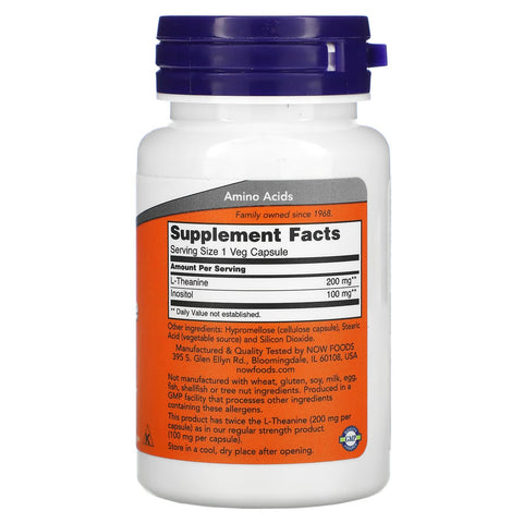 Now Foods, L-Theanine 200 Mg, Veg-Capsules, 60-Count