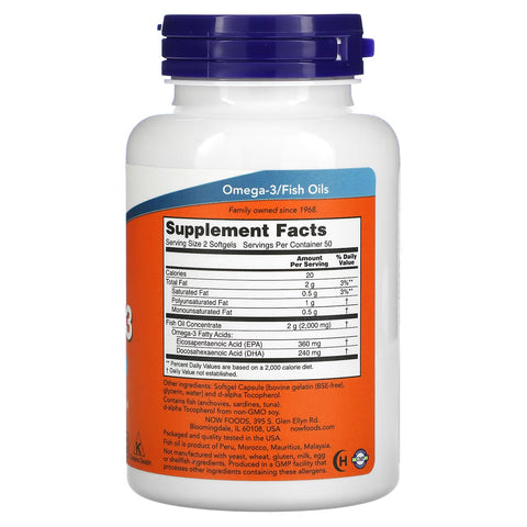 Now Foods Omega-3 Molecular Distilled Dietary Supplement, 1000 mg, 100 Count