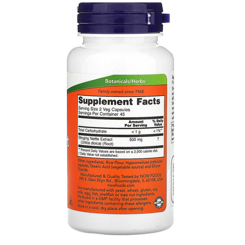 NOW Foods Nettle Root Extract 250 mg, 90 Veg-Caps