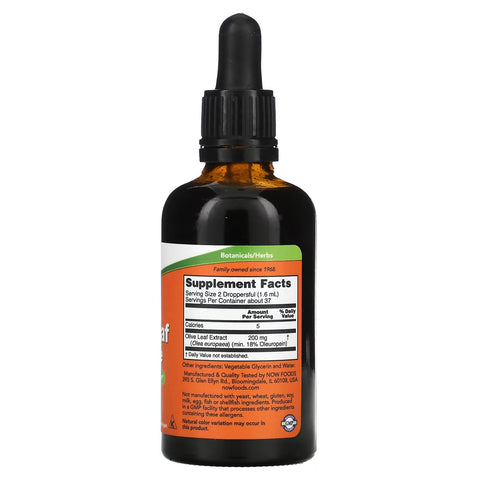 NOW Foods Olive Leaf Glycerite 18% Oleuropein , 2 ounce