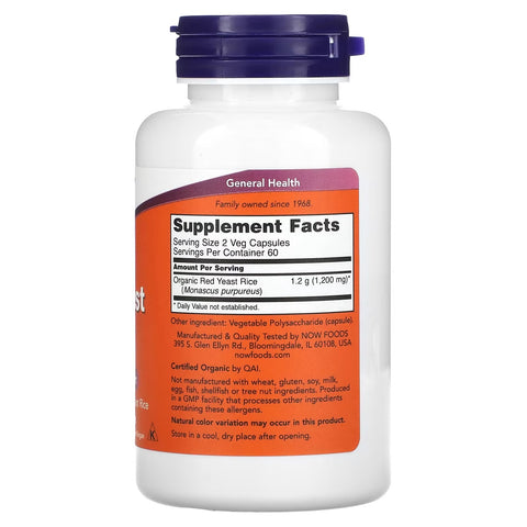NOW Foods Red Yeast Rice 600 mg, 120 Veg-Caps