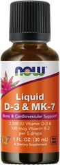 NOW Supplements, Liquid D-3 & MK-, 1-Ounce