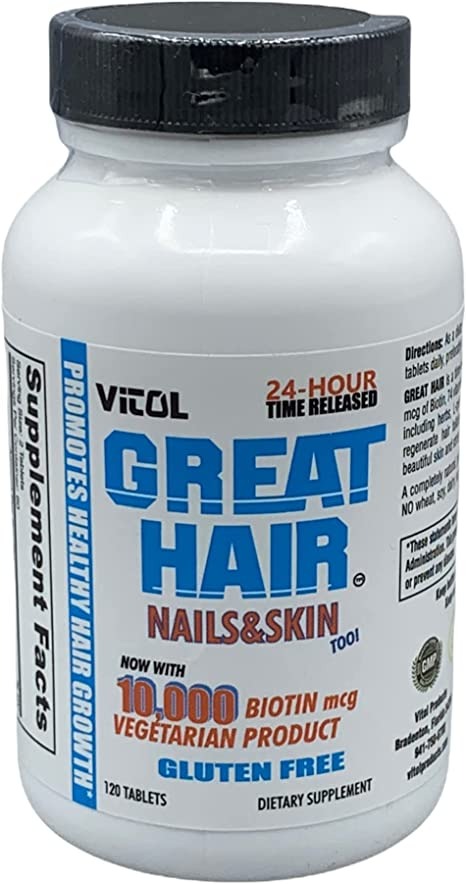 Vitol Great Hair 120 Tablets, 10,000 mcg Biotin