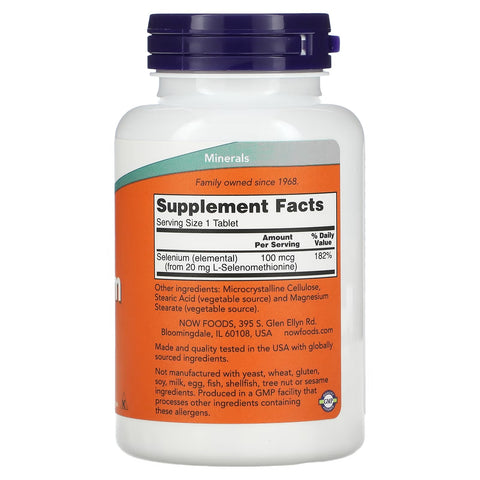 Now Foods, Selenium, Yeast Free, 100 mcg, 250 Tablets