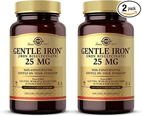 Solgar, Gentle Iron, 25 mg, 180 Vegetable Capsules