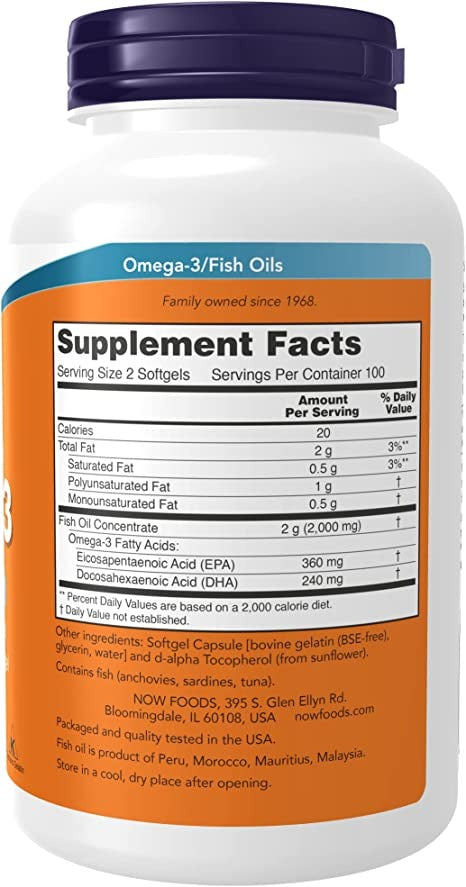 Now Foods Omega-3 1000mg 200 Softgels