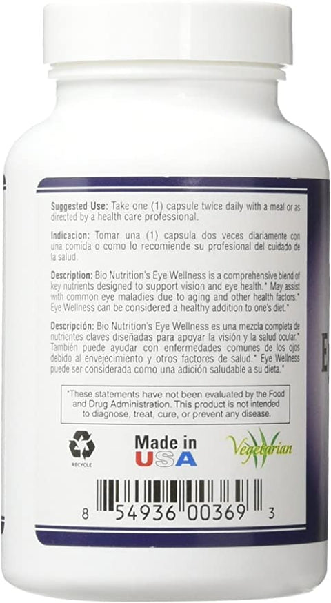 Bio Nutrition Eye Wellness with Zeaxanthin Vegetarian Capsules, 60 Count