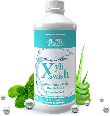 Xyli Swish - All Natural Formulated Nano Silver, Xylitol & Aloe Mouthwash - Peppermint Flavor - 16oz