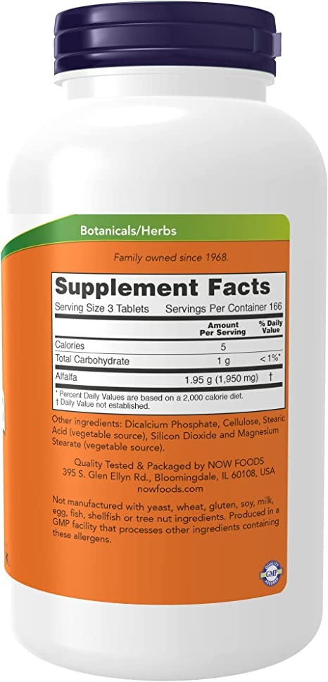 NOW Foods, Alfalfa, 650 mg, 500 Tablets