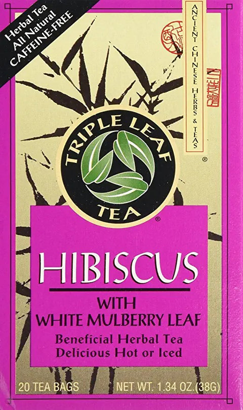Triple Leaf Tea Bags Hibiscus White Mulberry, 20 Count