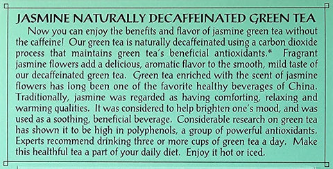 Triple Leaf Tea Jasmine Green Tea, Decaffeinated, 20 Count