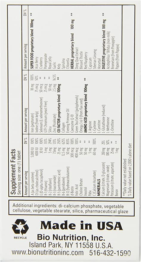 Bio Nutrition Women Wellness Tabs, 60 Count