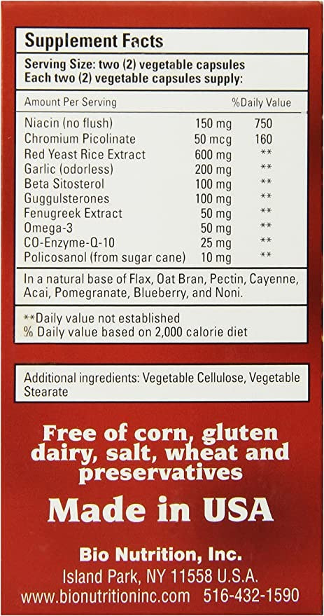 Bio Nutrition Cholesterol Wellness Vegi-Caps, 60 Count