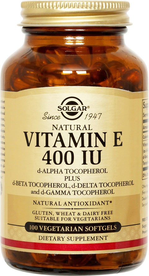 Solgar Vitamin E d-Alpha Tocopherol 400 IU 100 Vegetarian Softgels