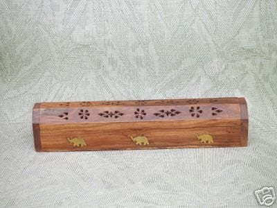 Wooden Coffin Incense Burner Storage Compartment