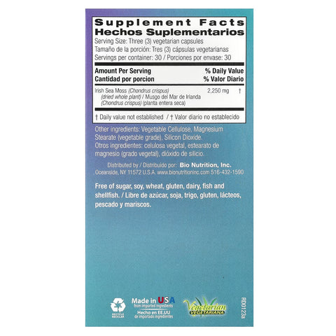 Bio Nutrition Irish Sea Moss (Chondrus crispus) 90 Veg Capsules