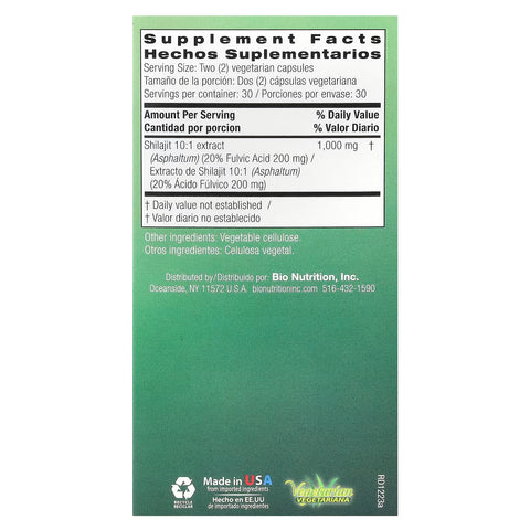 Bio Nutrition Shilajit (Asphaltum) 60 Veg Capsules