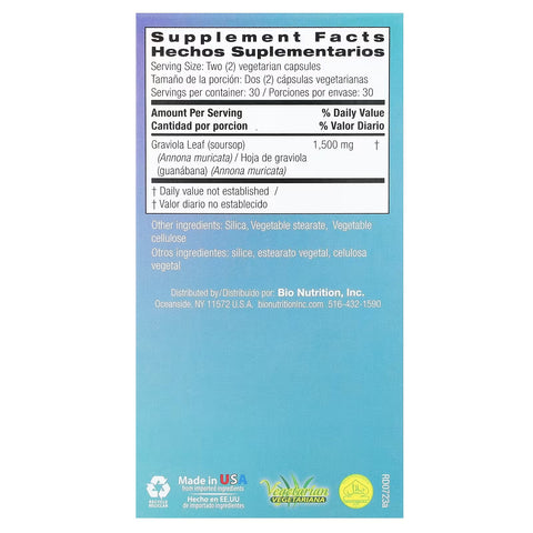 Bio Nutrition Graviola (Annona muricata) 60 Veg Capsules
