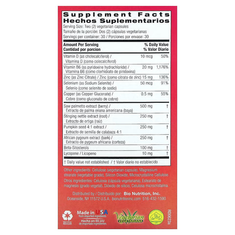 Bio Nutrition Prostate Wellness With Pumpkin Seed Extract 60 Veg Capsules