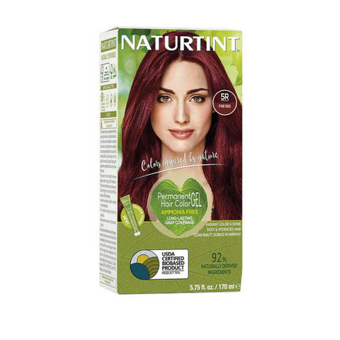 Naturtint Permanent Hair Color Gel Ammonia Free Long Lasting Gray Hair Coverage 92% Natural ingredients 5R Fire Red Color 5.75fl oz Exp6/2026