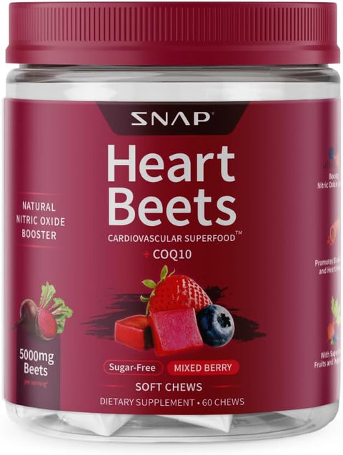 Snap Heart Beets COQ10 Mixed Berry Flavor 60 Chews