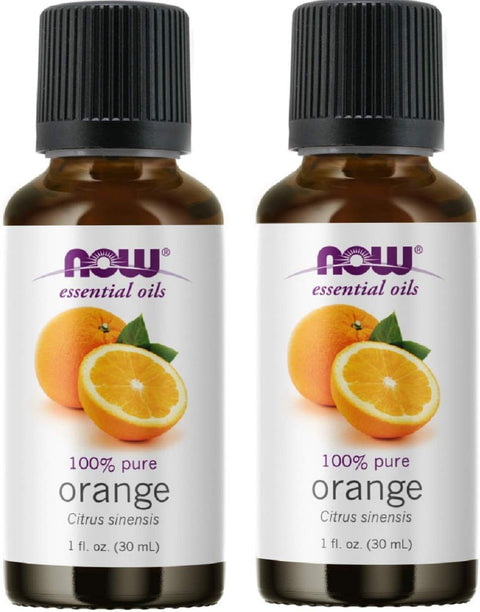 NOW Essential Oils, Orange Oil, Uplifting Aromatherapy Scent, Cold Pressed, 100% Pure, Vegan, Child Resistant Cap, 1-Ounce (Pack of 2)