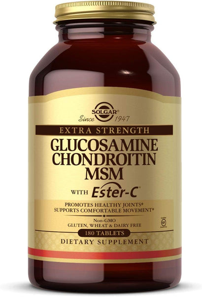 Solgar Extra Strength Glucosamine Chondroitin MSM w/ Ester-C, 180 Tablets