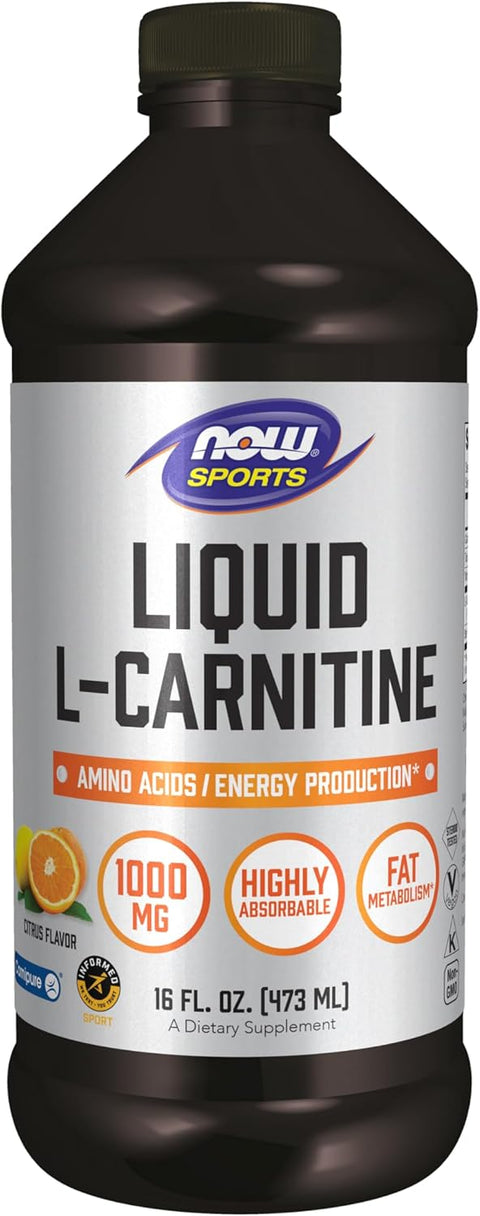 NOW Foods Liquid L-Carnitine 1000mg, Citrus , 16 ounce