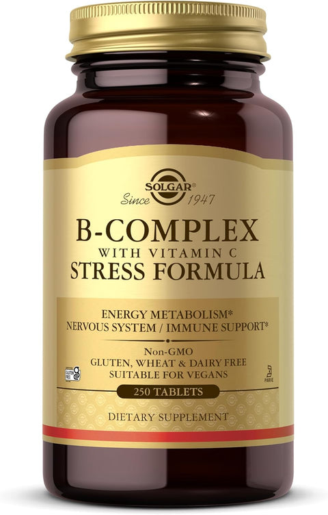 Solgar B-Complex with Vitamin C Stress Formula, 250 Tablets