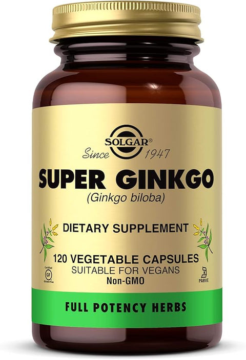 Solgar Full Potency Herbs Super Ginkgo 120 Vegetable Capsules