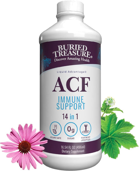 Buried Treasure ACF Immune Support - 16 oz, 16 Servings, Vitamin C, Elderberry, Zinc, Liquid Immune Booster with Vitamins