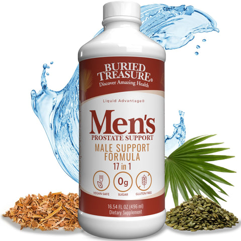 Buried Treasure: Men's Prostate CompleteNatural Herbal Formula Supplement w/ Saw Palmetto, Pygeum Bark, & Stine Nettles to Support Healthy Urinary & Prostate Function - 16 oz