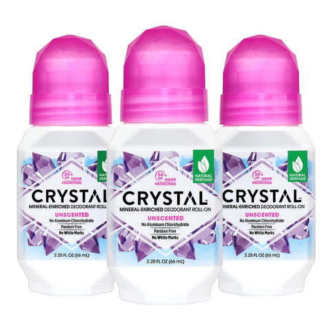 Crystal, Mineral-Enriched Deodorant Roll-On, Unscented, 2.25 fl oz (66 ml) (Bundles)