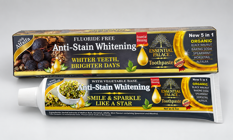 Essential Palace Organic Fluoride Free Anti-Stain Whitening 5 in 1 Toothpaste 6.5oz (Pack of 2)