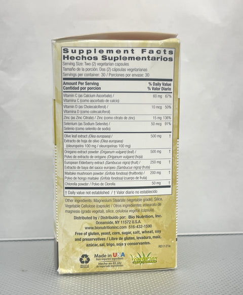 Bio Nutrition Immune Wellness With Olive Leaf & Oregano 60 Veg Capsules