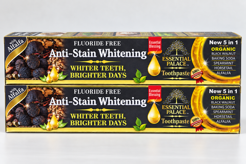Essential Palace Anti-Stain Whitening Organic Fluoride-Free Toothpaste 6.5oz (Pack of 2)