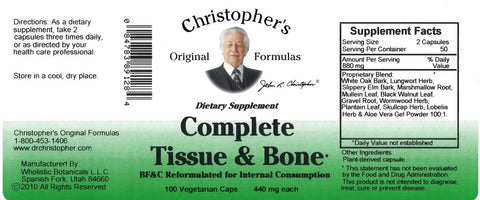 Dr. Christopher's Complete Tissue & Bone Capsules 100ct