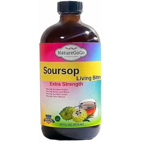 NatureGoGo Soursop Bitters Liquid | Extra Strength | Glass Bottle | Overall Wellness | Organic & Natural | 16 oz