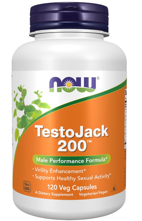 NOW Foods Supplements, TestoJack™ 200 with Tongkat Ali, Tribulus, Maca and Horny Goat Weed, 120 Veg Capsules