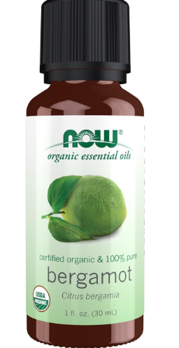 NOW Essential Oils, Organic Bergamot Oil, Sweet Aromatherapy Scent, Cold Pressed, 100% Pure, Vegan, Child Resistant Cap, 1-Ounce