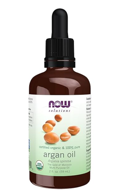NOW Foods Solutions, Organic Argan Oil, Certified Organic and 100% Pure, "Gold of Morocco" Multi-Purpose Oil, 2-Ounce