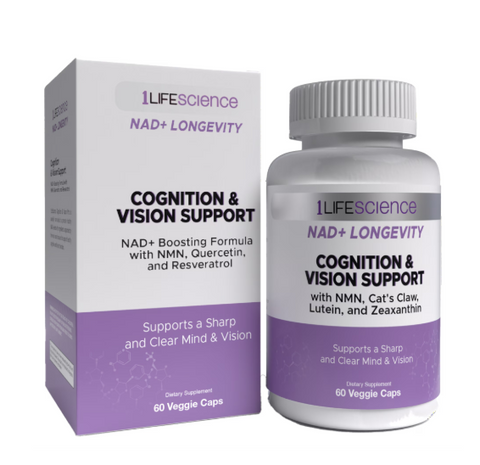 1LIFESCIENCE NAD+LONGEITY Cognition & Vision Support 60 Veggie Caps