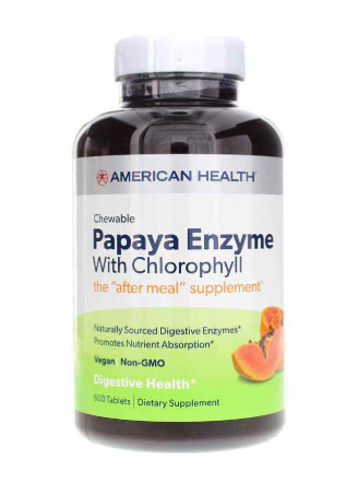 American Health Chewable Papaya Enzyme with Chlorophyll 600 Chewable Tablets